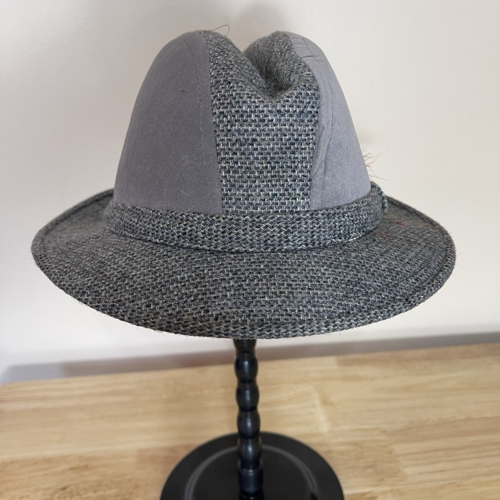 Vintage ADAM New York Gray Plaid Fedora Hat Cap Wool USA Medium‎ 7 Berkshire